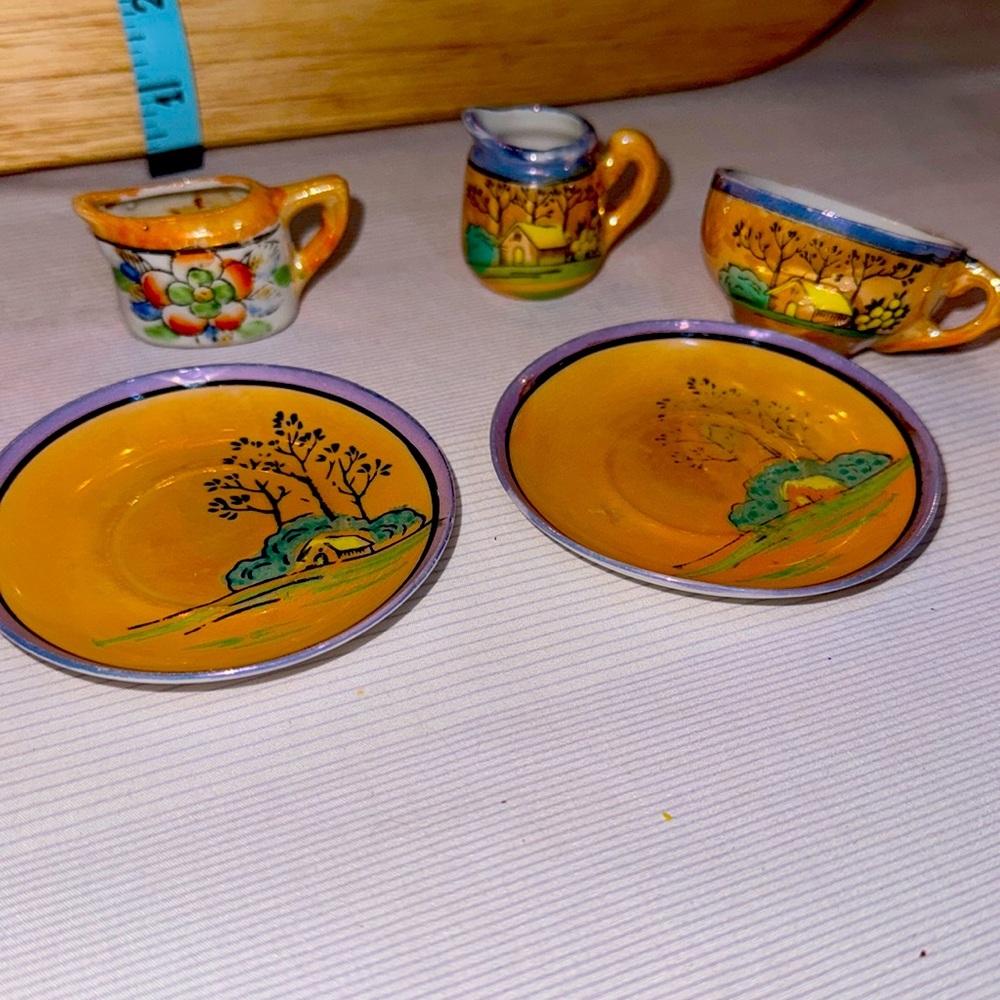 🐈‍⬛ Antique Japanese Lusterware tea set 5 pc